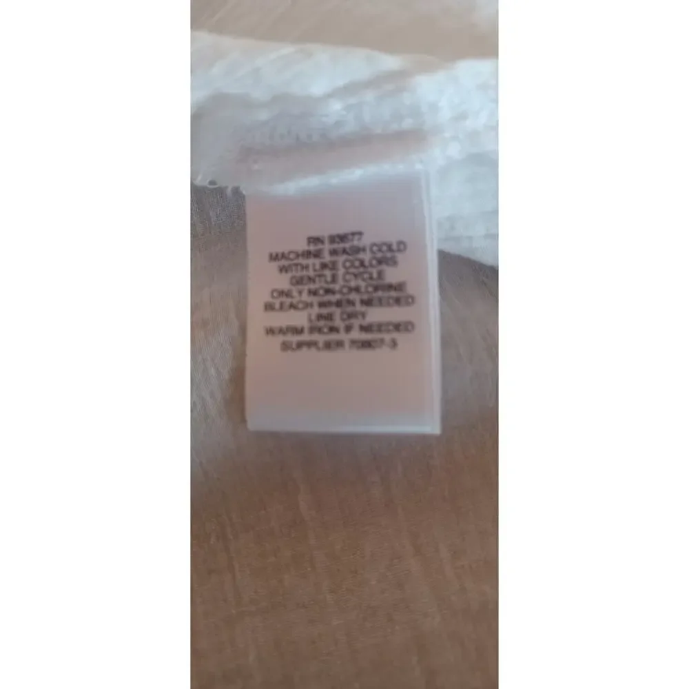 Liz Claiborne 100% White Cotton Tunic Red Embroidery Tiered Sleeves Boho Fairy - Picture 7 of 7